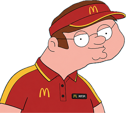 Peter working at a fast food counter